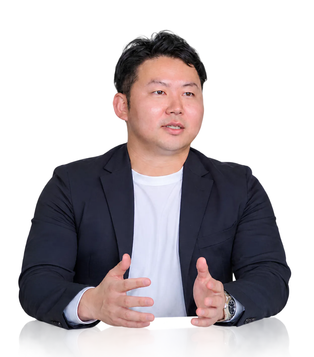 代表・田中の本番写真へ差し替える仮人物画像